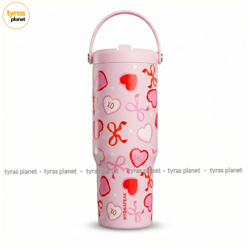 Hydrapeak Nomad Tumbler Valentine's Day Baby Pink Hearts Bows XO Love NWT 32 oz